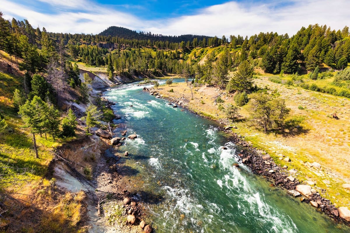 River rapids with crystal blue water